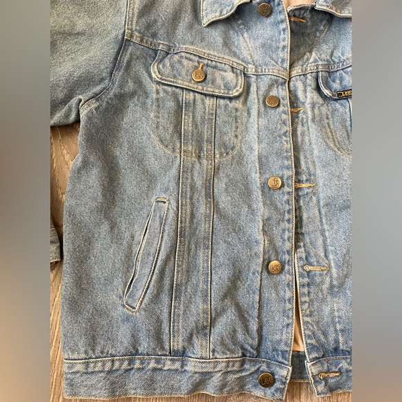 LEE Vintage Large 100% Cotton Light Blue Denim Jean Jacket - Picture 3 of 10